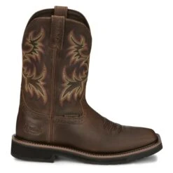Men's Justin Original Work Boots 11" Driller Square Toe Waterproof -Stride Shield Shop 1 650 justin original work boots 11 driller square toe waterproof rugged tan