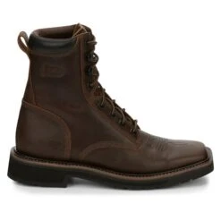 Men's Justin Original Work Boots 8" Pulley Square Toe -Stride Shield Shop 1 650 justin original work boots 8 pulley square toe rugged tan