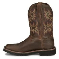 Men's Justin Original Work Boots 11" Driller Square Toe Waterproof -Stride Shield Shop 5 650 justin original work boots 11 driller square toe waterproof rugged tan