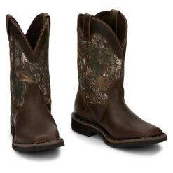 Men's Justin Original Work Boots 11" Trekker Square Toe Non-Metallic Waterproof -Stride Shield Shop 6 650 justin original work boots 11 trekker square toe non metallic waterproof rugged tan realtree ap